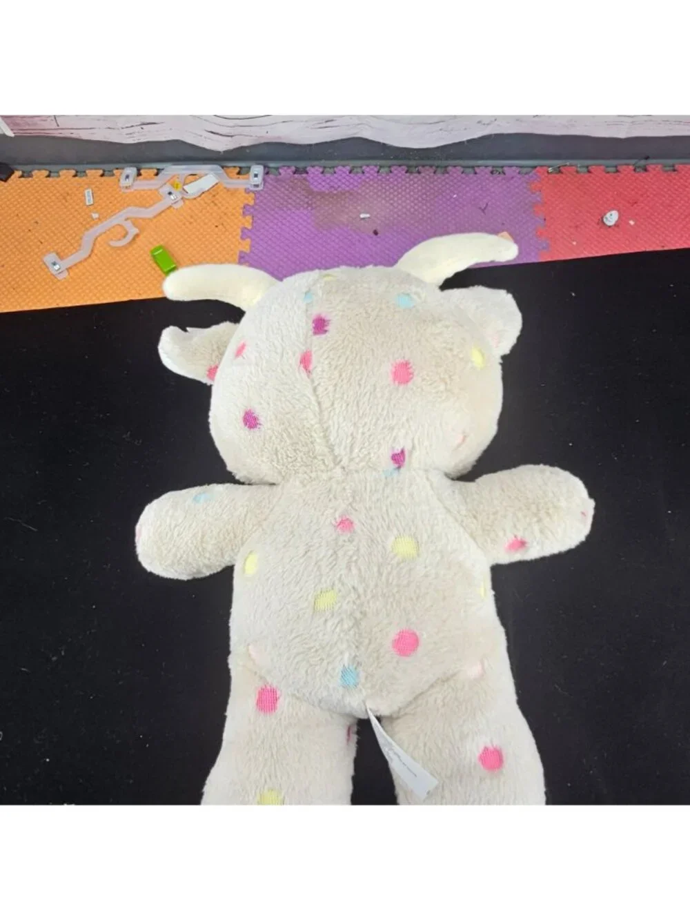 Sugar Loaf Beige Polka Dot Goat Plush Toy With Blue Glitter Eyes 2019